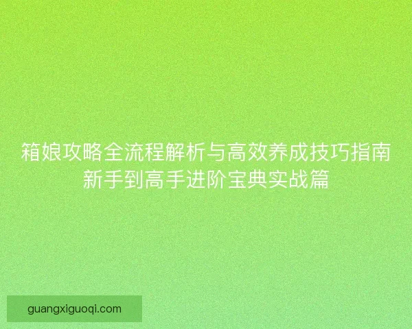 箱娘攻略全流程解析与高效养成技巧指南新手到高手进阶宝典实战篇